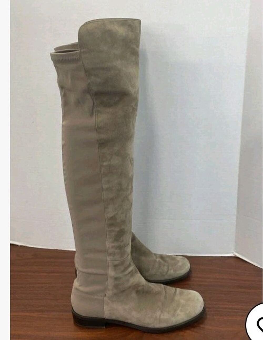 Stuart Weitzman 5050 Over the Knee Taupe Suede Boot Sz 8.5B